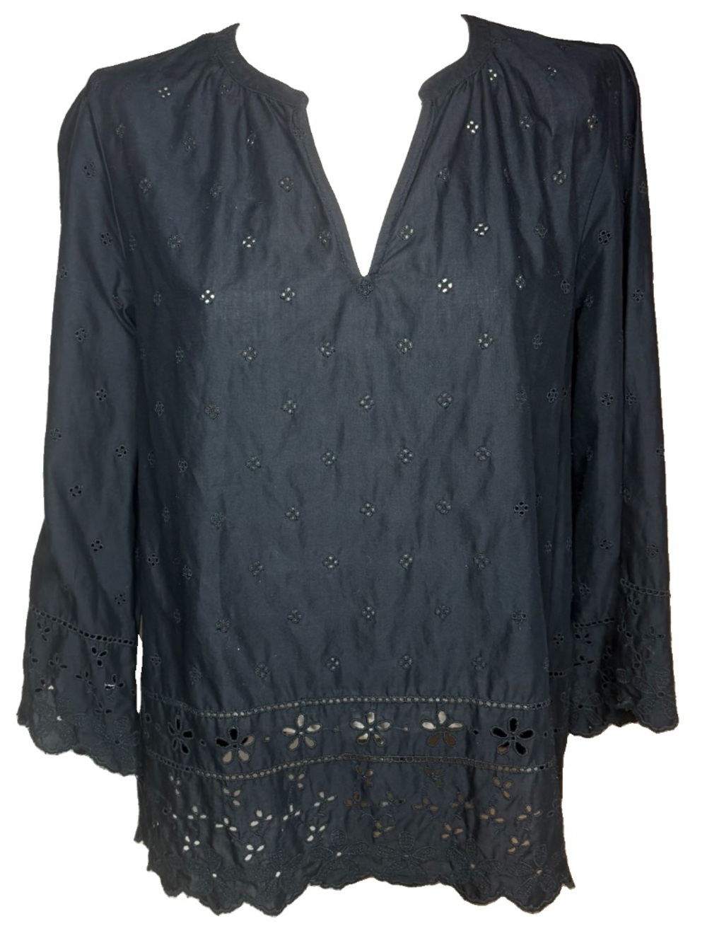 Old Navy Black Eyelet Peasant Boho Blouse